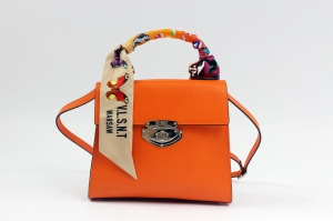 Pomarańczowa, skórzana torebka , VELSANTIMO