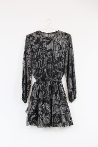 Srebrno-czarna sukienka w kwiaty, ZARA, 36/38 (S/M)