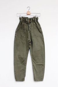 Zielone spodnie typu paperbag, ZARA, 32 (XXS) 