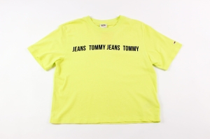 Limonkowa bluzka z logowaniem, TOMMY JEANS, 36 (S)