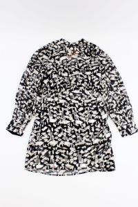 Czarna sukienka we wzory, MANGO, 36 (S)