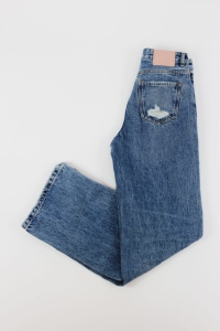 Niebieskie spodnie jeansowe z dziurami, ZARA, 34 (XS)