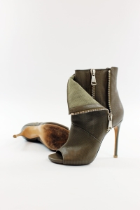 Khaki, skórzane botki, CASADEI, 40