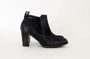 Granatowe, zamszowe botki, LASOCKI, 37