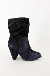 Granatowe, zamszowe botki/kowbojki, EVA MINGE, 37