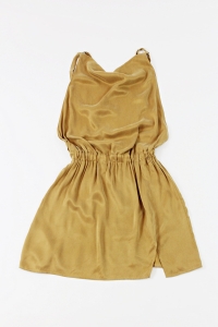 Musztardowa, letnia sukienka z odkrytymi plecami, ELLEVE, 34/36 (XS/S)