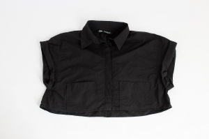 Czarna, krótka, bawełniana koszula, ZARA, 36 (S)