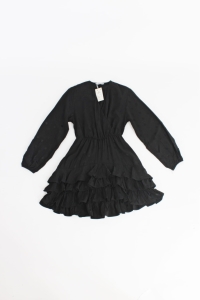 Czarna sukienka z wiskozy, w kropki, NOWA, RESERVED, 34 (XS)