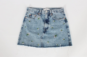 Jeansowa spódnica w kwiaty, MANGO, 34 (XS)