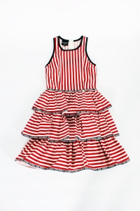 Biało-czerwona sukienka w paski, NIUMI CLOTHES, 34 (XS) 