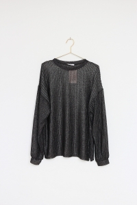 Czarna bluzka ze srebrną nitką, ZARA, 36 (S)