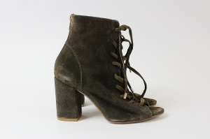 Khaki, wiązane botki, RESERVED, 38