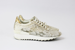 Kremowe, koronkowe sneakersy, CASADEI, 36 