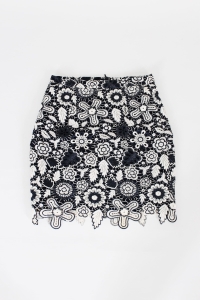 Granatowa, ażurowa spódnica w kwiaty, CHAOS, 36 (S)
