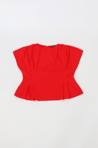 Czerwona bawełniana bluzka, ZARA, 42 (XL)