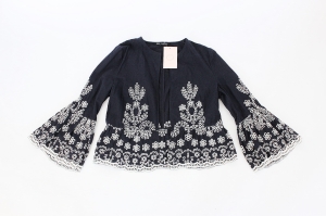 Granatowa bluzka/narzutka z haftem, ZARA, 38 (M)