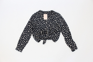 Granatowa koszula w gwiazdy z wiązaniem z przodu, ZARA, 36/38 (S/M)