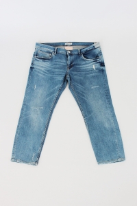 Jasno-niebieskie spodnie jeansowe z przetarciami, ZARA, 42 (XL)
