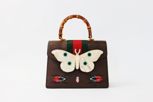 Skórzana torebka z motylem, GUCCI