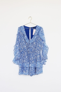 Niebieska sukienka w kwiaty, ZARA, 38 (M)