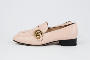 Różowe, skórzane mokasyny, GUCCI, 39