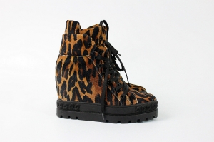 Skórzane botki w panterę, NOWE, CASADEI, 38 1/2