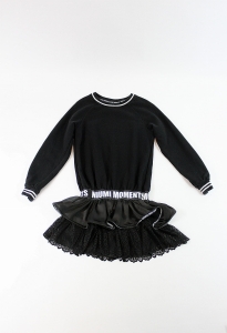 Czarna sukienka dzianinowa z falbanami, NIUMI CLOTHES, 34/36 (XS/S)