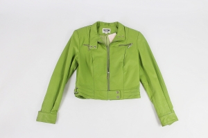 Zielona, skórzana ramoneska, AUTHENTIC ILOXILO, 36 (S)