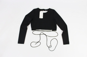 Czarna bluzka z wiązaniem, NOWA, ZARA, 38 (M)