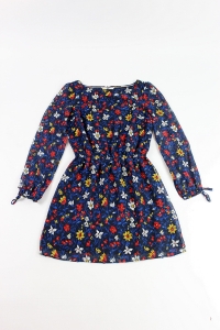 Niebieska sukienka w kwiaty, TOMMY JEANS, 34 (XS) 