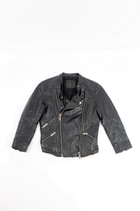 Czarna, skórzana ramoneska, BERSHKA, 36 (S)