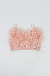 Różowy top z piórami, T DRESS, 34/36 (XS/S)