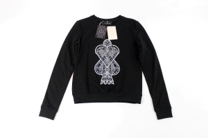 Czarna bluza z białym haftem, NOWA, CUORI E PICCHE, 34 (XS)