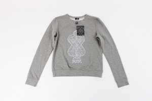 Szara bluza z białym haftem, NOWA, CUORI E PICCHE, 34 (XS)