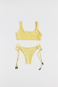 Żółty, logowany strój kąpielowy, NOWY CUORI E PICCHE, 34/36 (XS/S)