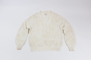 Kremowy, bawełniany sweter w maziaje, JEMIOŁ, 38/40 (M/L) OVERSIZE