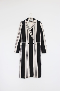 Kremowo-czarny płaszcz w paski, ZARA, 38 (M)