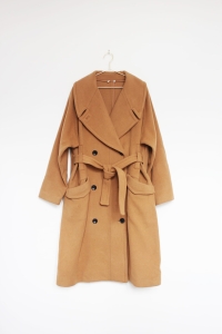 Karmelowy, wełniany płaszcz, H&M, 38 (M)