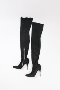 Czarne, zamszowe kozaki za kolano, MAISON MARGIELA, 39