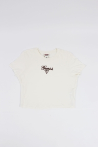 Kremowy top z logowaniem, GUESS, 36 (S)