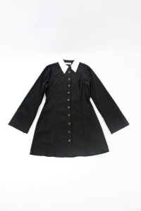 Czarna sukienka z białym kołnierzykiem, APPAREL, 36 (S)