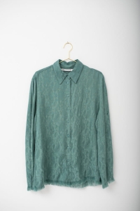 Szmaragdowa koszula w strukturalny wzór, ZARA, 34 (XS)