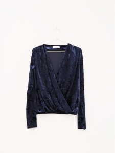 Granatowa, welurowa bluzka, SAMSOE SAMSOE, 34 (XS)