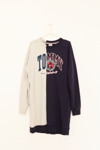 Szaro-granatowa bluza/sukienka oversize, TOMMY JEANS, 36 (S)