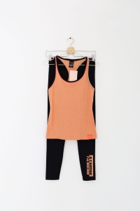 Czarne legginsy + łososiowy top, PE NATION, 38 (M) 