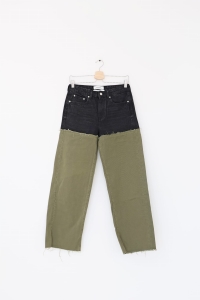 Czarno-zielone spodnie jeansowe, ZARA, 36 (S)