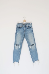 Niebieskie spodnie jeansowe z dziurami, ZARA, 34 (XS)