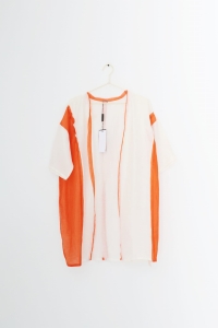 Kremowo - pomarańczowa narzutka/ponczo/kardigan, NOWA, DENI CLER