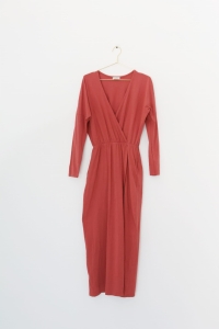 Koralowa, bawełniana sukienka midi, model Karolina, WASALAA, 34/36 (XS/S)