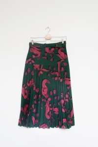 Zielono-różowa, plisowana spódnica we wzory, BIZUU, 36 (S)